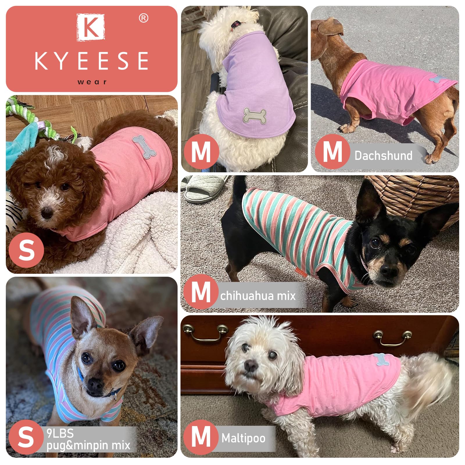Kyeese 2-pack dog shirts image showing easy rotation and convenient wardrobe.