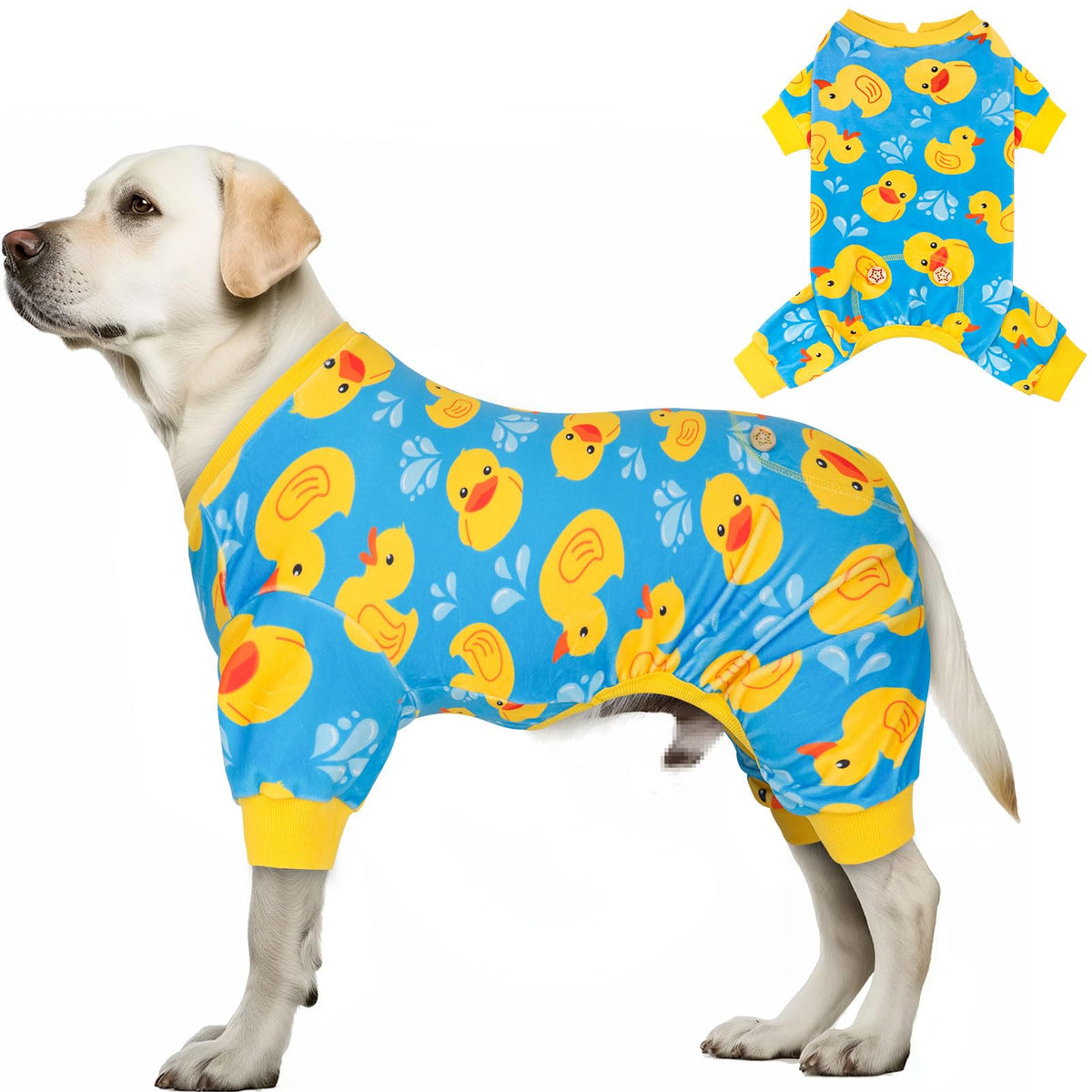 kyeese dog pajamas blue floating duck front view for comfy daily wear.