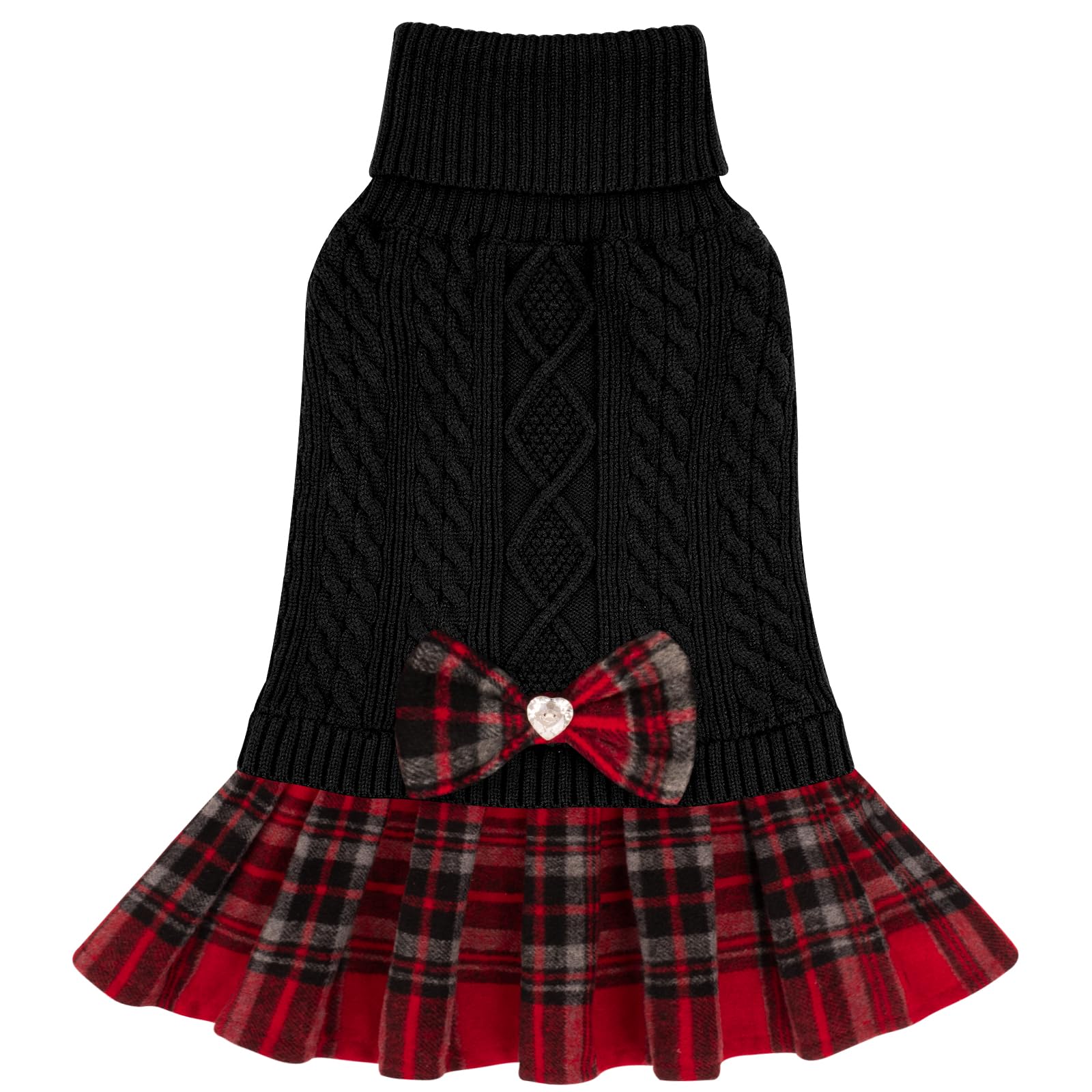Kyeese dog sweater soft knit with bowtie provides cozy warmth for small dogs.