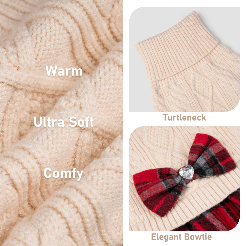 KYEESE dog sweater turtleneck closeup emphasizes soft, high-density acrylic fabric.
