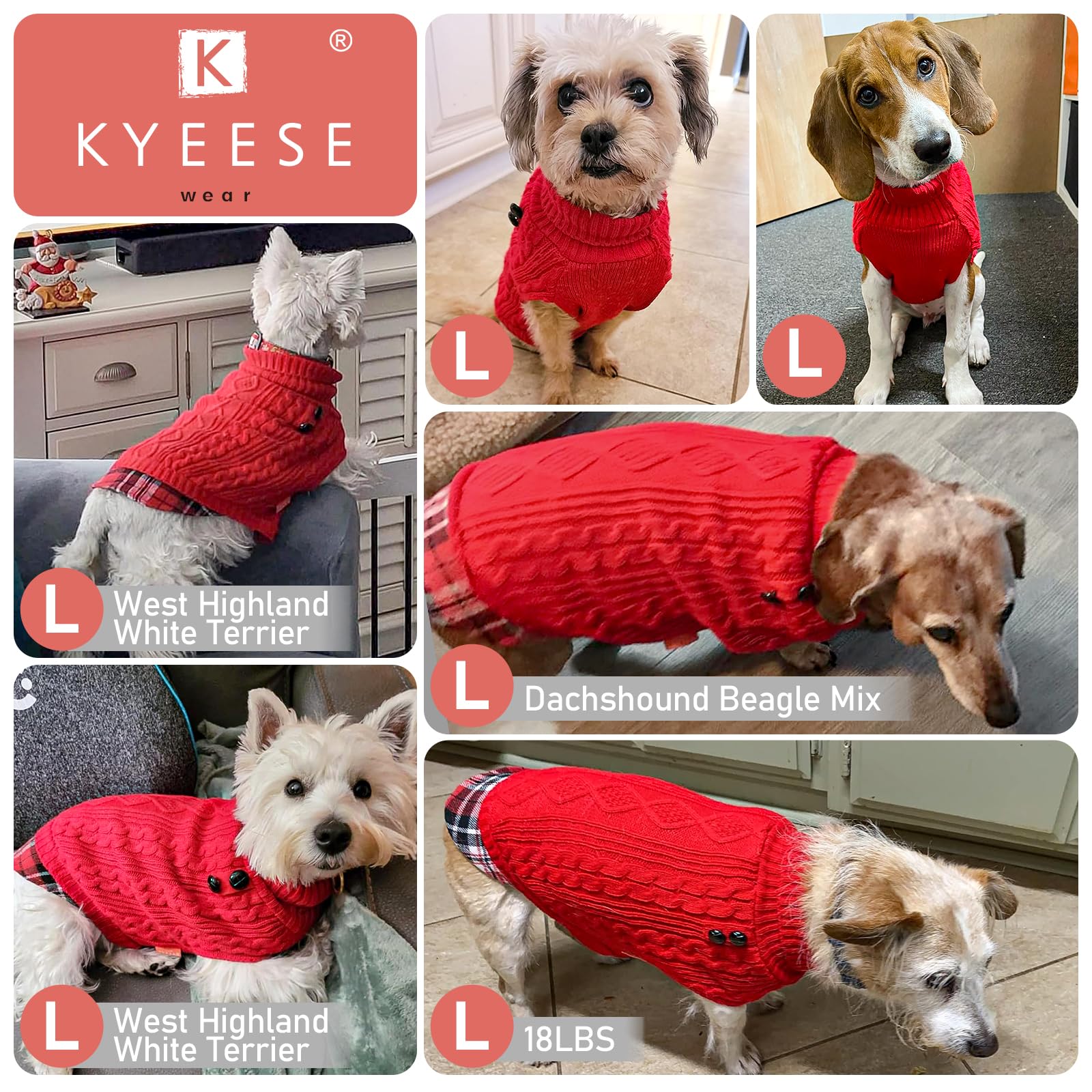 KYEESE size chart guide image to help pick the right fit.