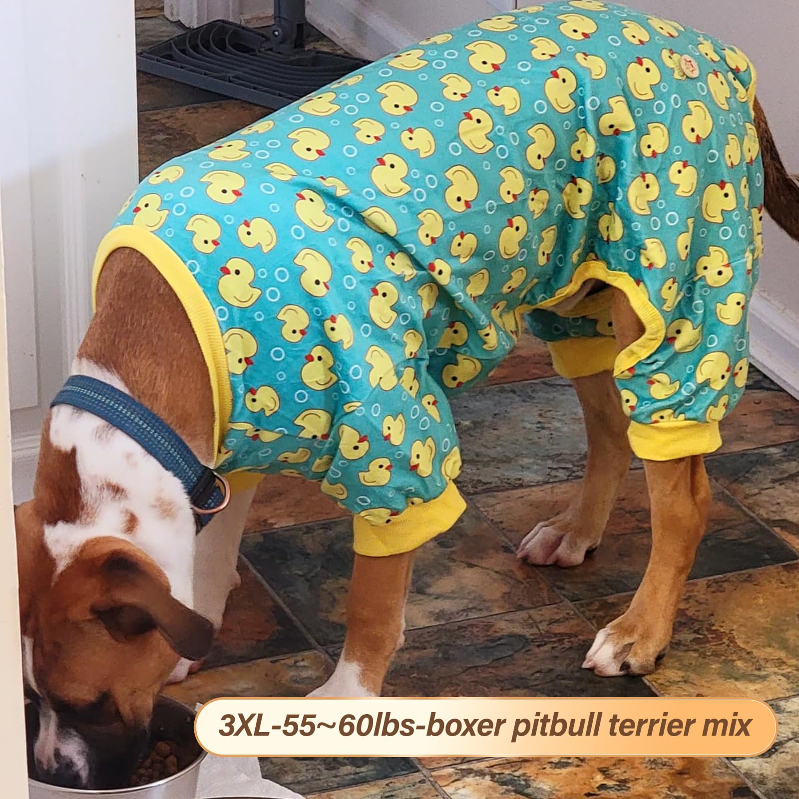 KYEESE dog pajamas help contain shedding and protect furniture