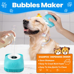 KYHSC dog bath brush anti-slip handle ensures secure grip during wet bathing sessions.