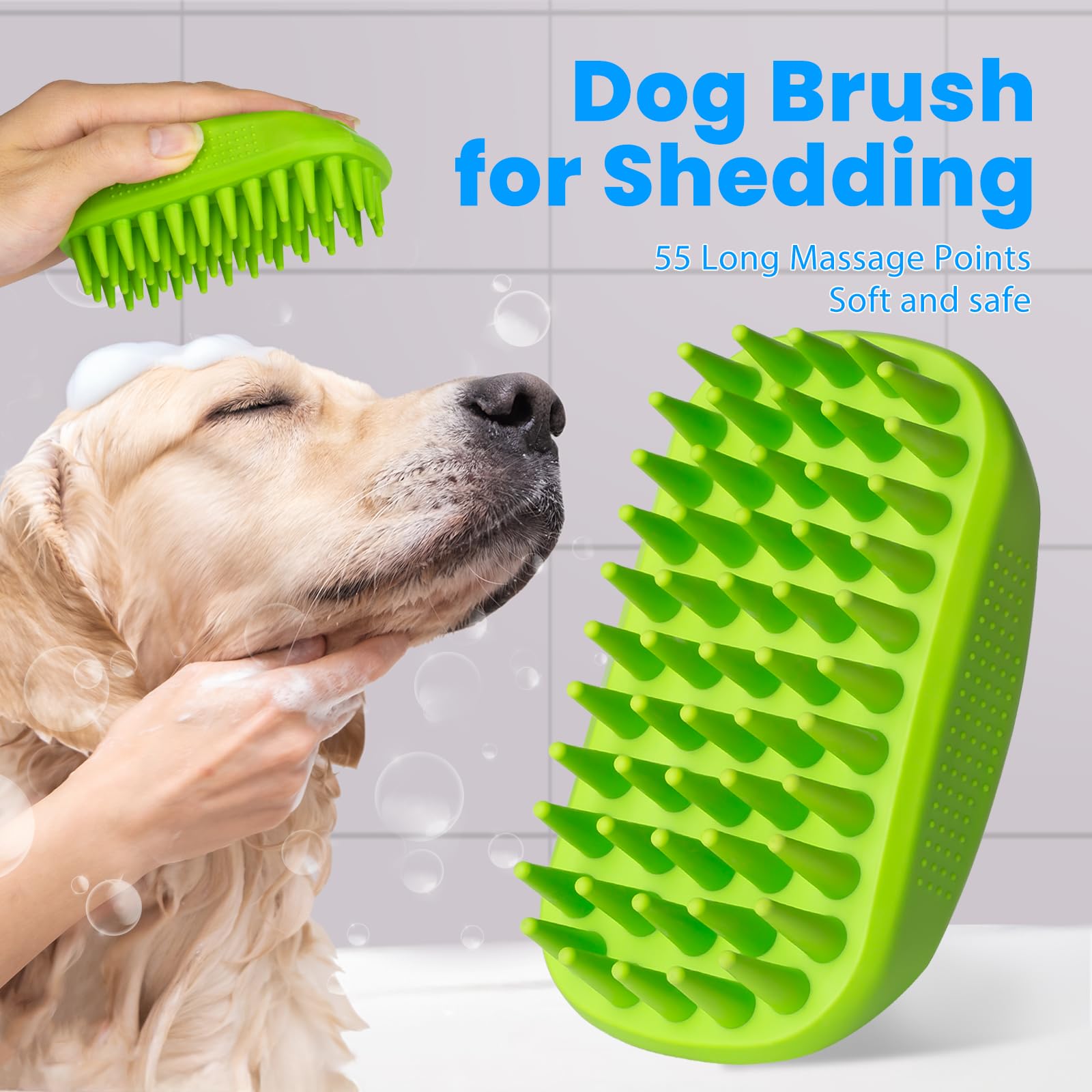 KYHSC dog bath brush silicone-TPR material is soft, quick-drying, and easy to clean.