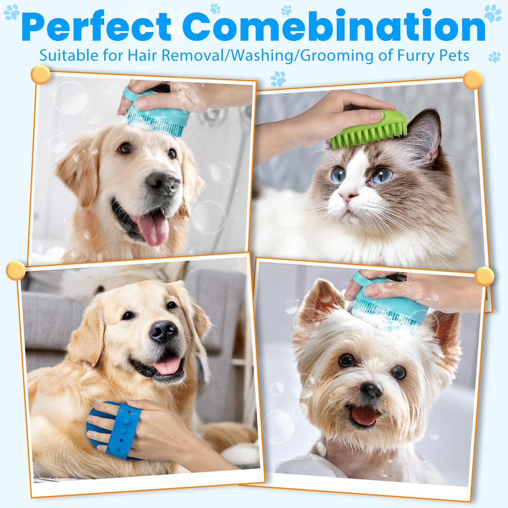 KYHSC dog bath brush waterproof design makes bath time cleanup simple.