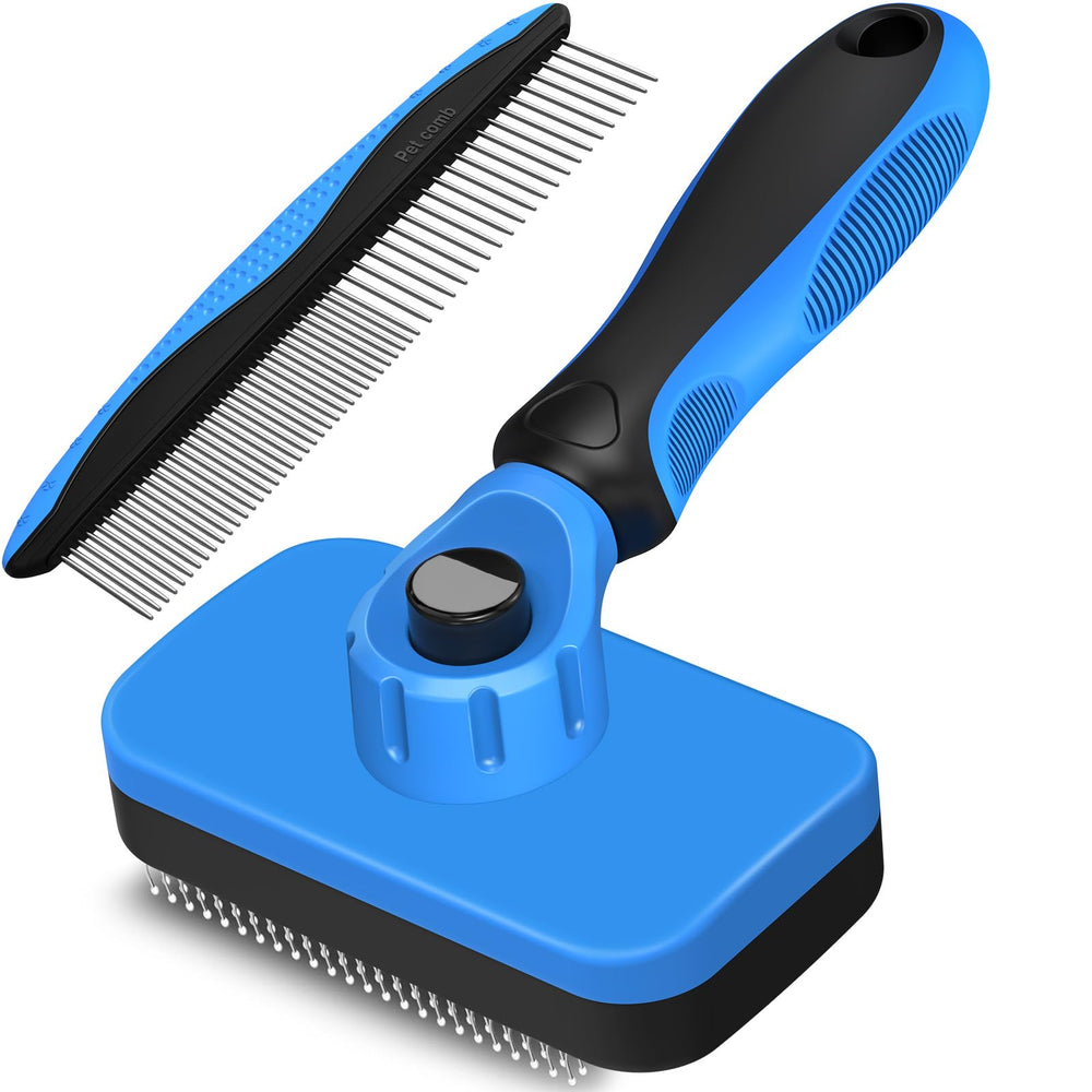 KYHSC self-cleaning slicker brush closeup for gentle detangling and shedding control
