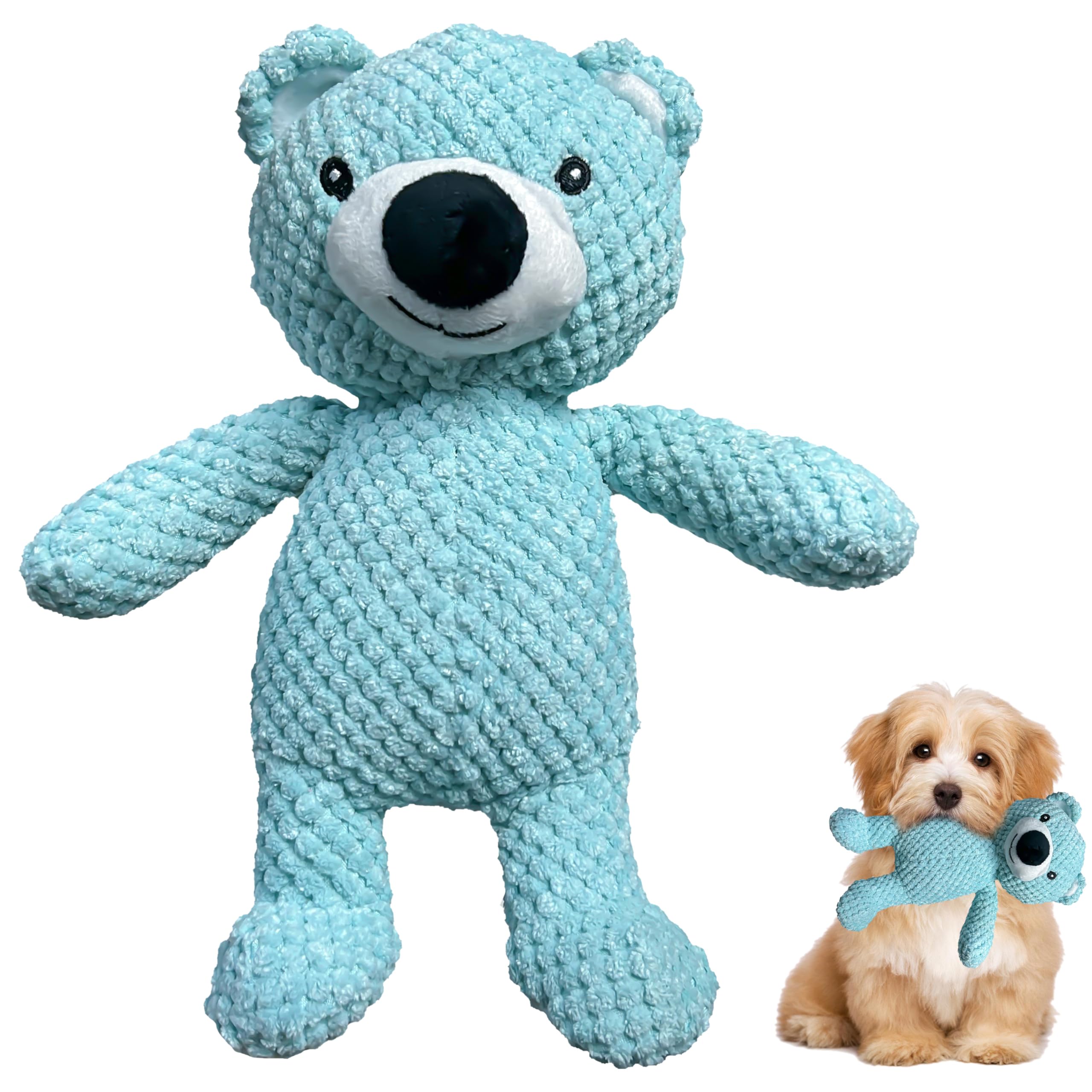 Kyiwxs double-layer plush bear toy with squeaker for interactive play