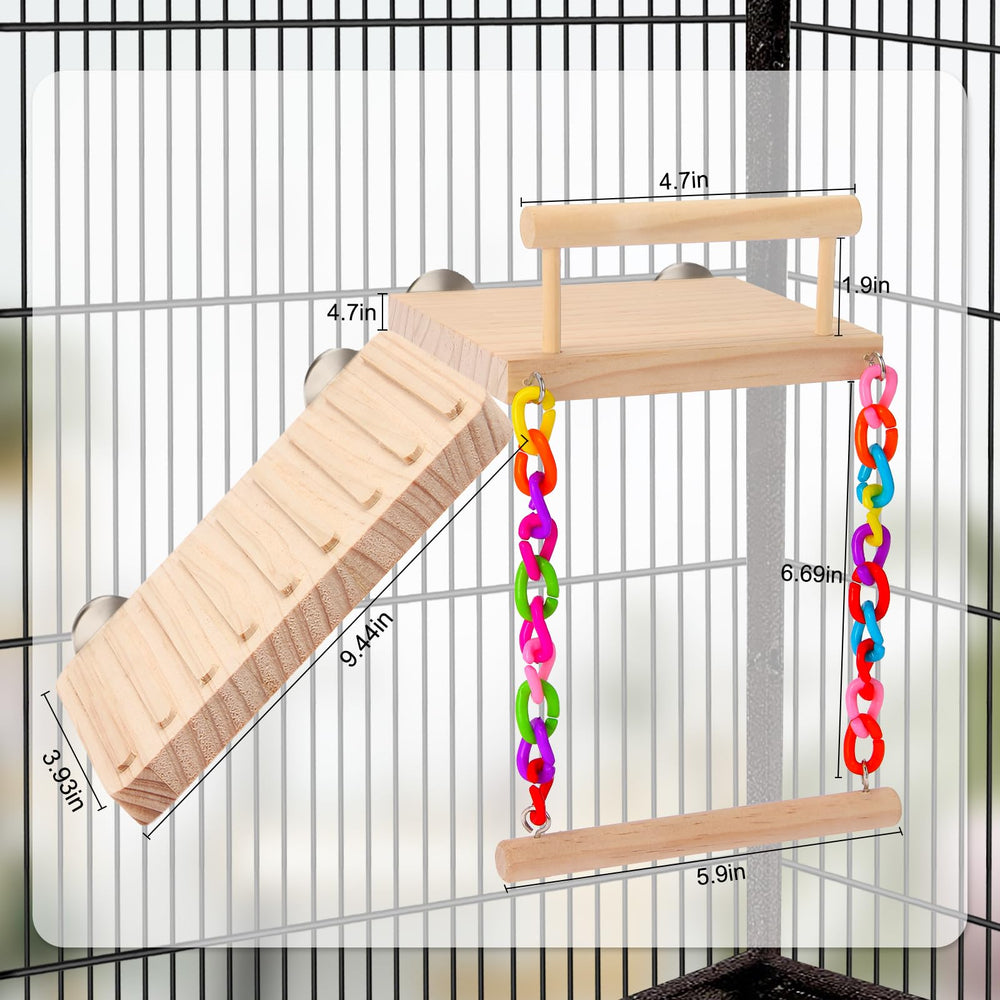 Kyouki bird perch adjustable platform demonstrates flexible spacing for various cages.