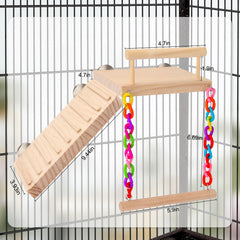 Kyouki bird perch adjustable platform demonstrates flexible spacing for various cages.