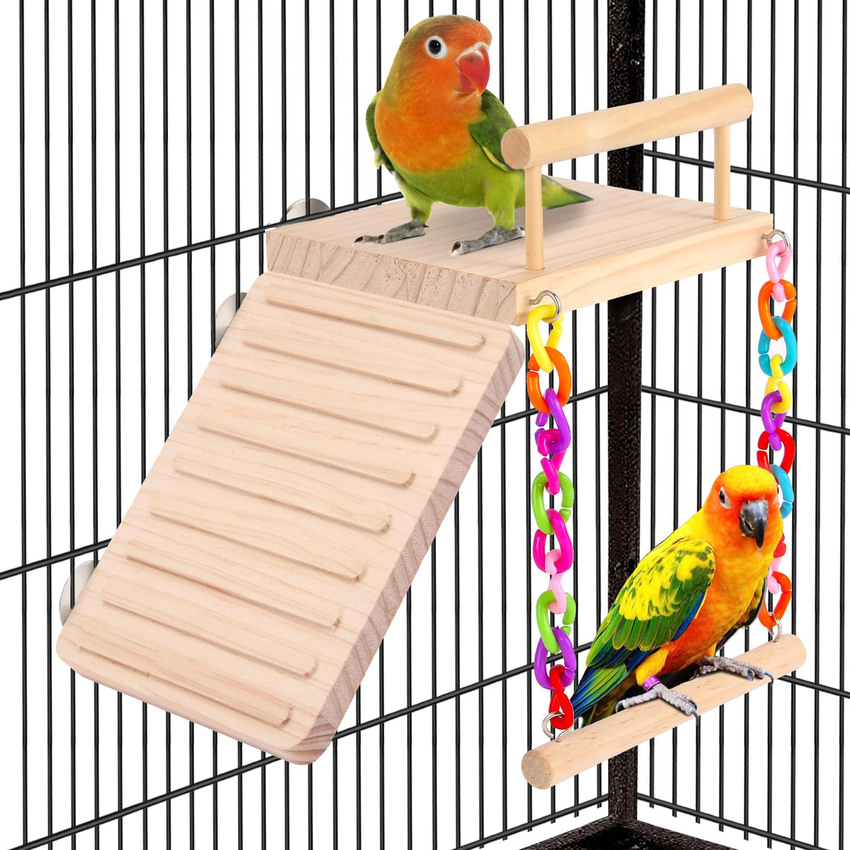 Kyouki bird perch assembly shows tool-free setup for quick cage prep.