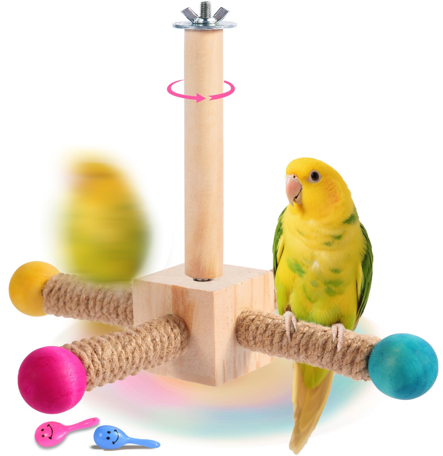 Kyouki Bird Perch Toy 360° stand with vivid colors for small and medium parrots, promoting engagement.