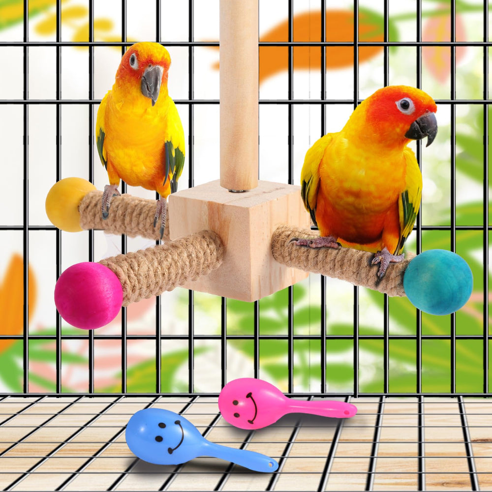 Kyouki bird perch toy encourages exploration with placement tips and fresh fruit prompts.