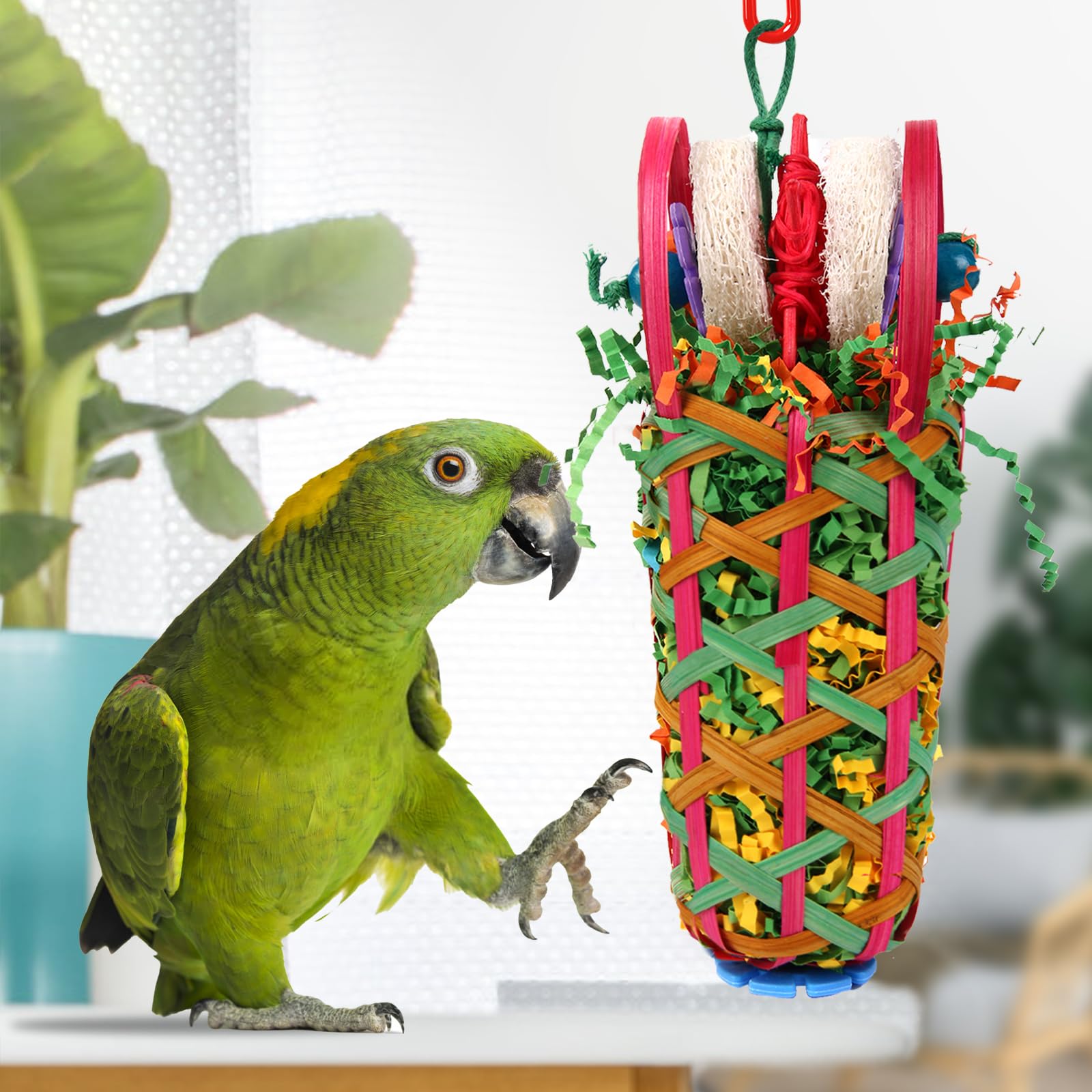 Kyouki Parakeets Toys handwoven foraging basket hides treats