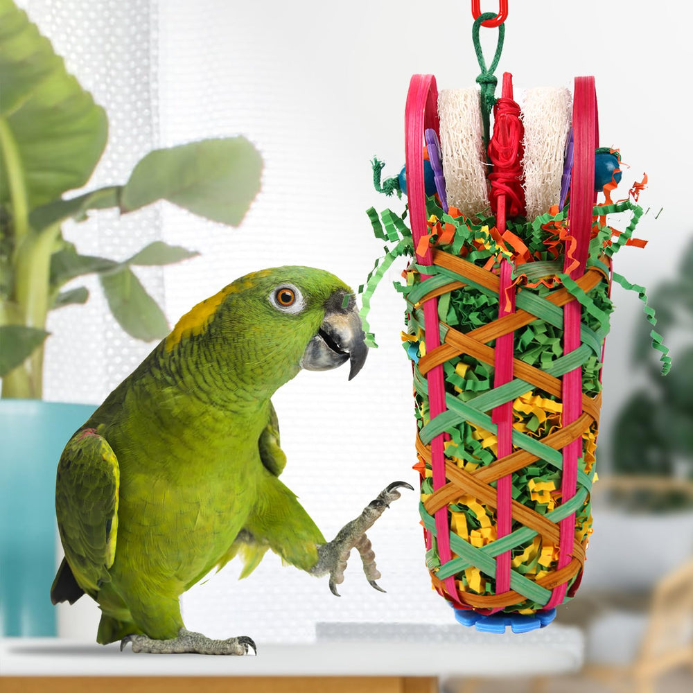 Kyouki Parakeets Toys handwoven foraging basket hides treats