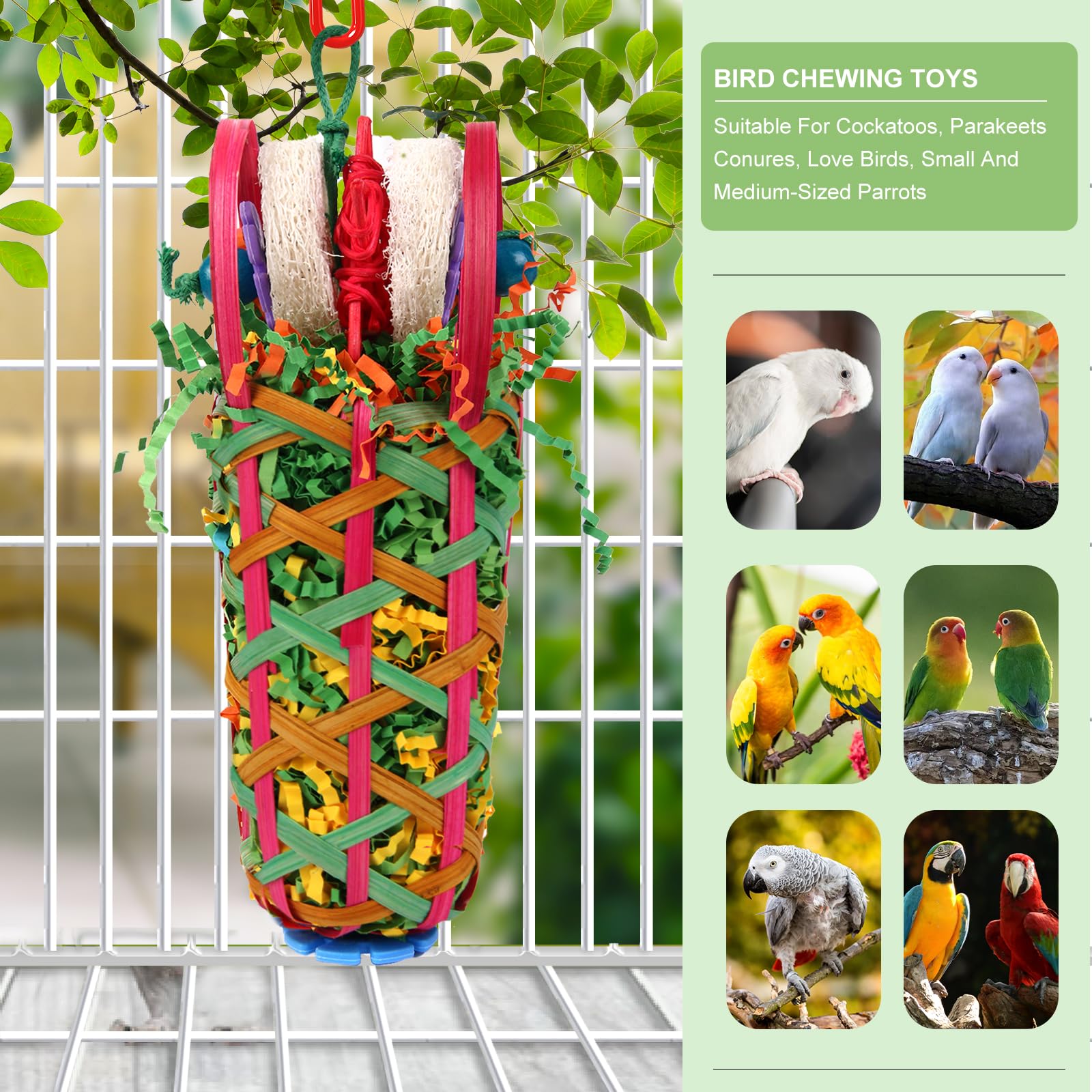 Kyouki Parakeets Toys woven willow star accents promote climbing play