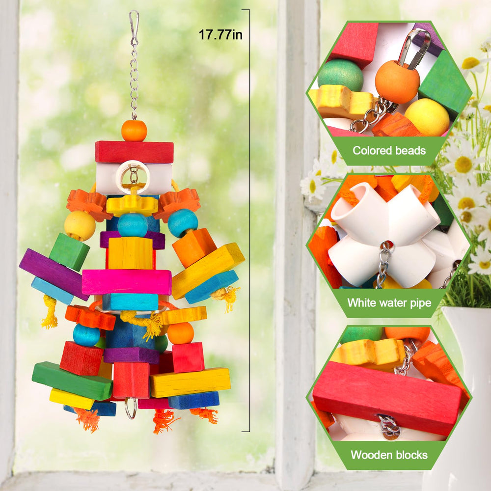 Kyouki parrot toy colorful wooden blocks and beads provide engaging visual stimulation