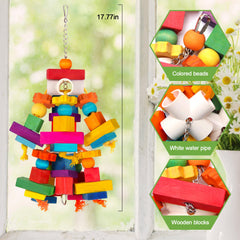 Kyouki parrot toy colorful wooden blocks and beads provide engaging visual stimulation