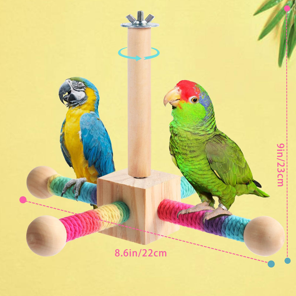 Kyouki parrot toy shows natural wood beads for tactile enrichment
