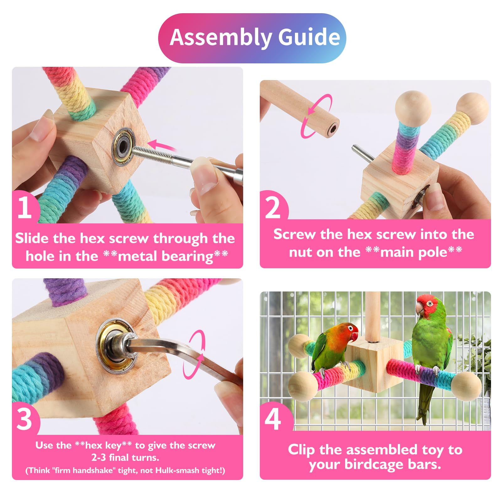 Kyouki sisal rope spinning toy with colorful fibers for chewing and exploration