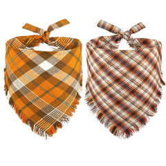 Kytely orange plaid fall dog bandana for large dogs with bold style