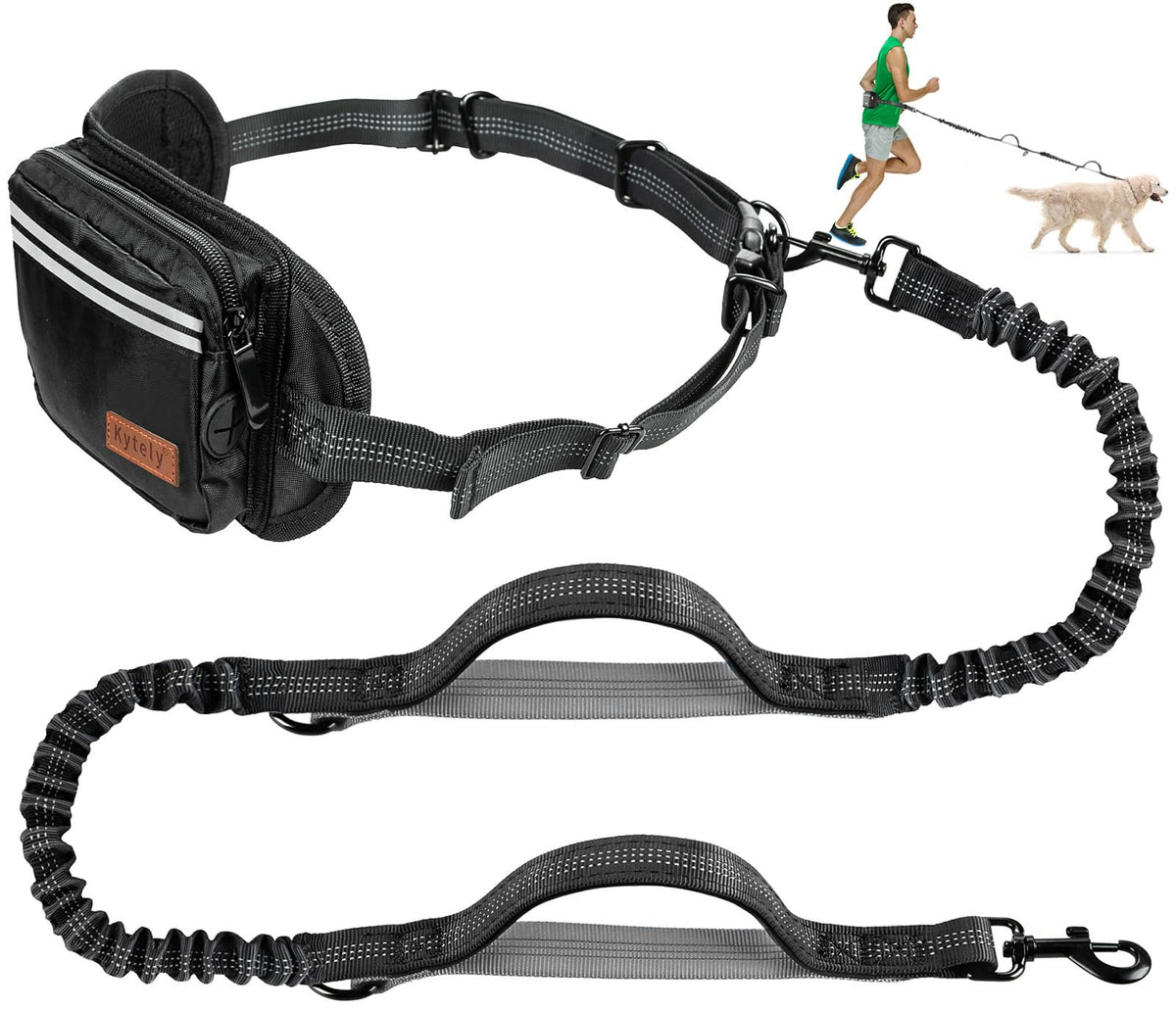 Kytely hands-free leash waistbelt setup for comfortable, adjustable long walks.