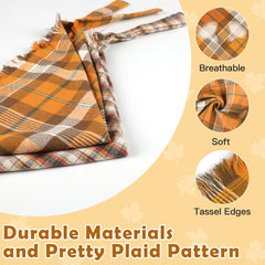 Kytely orange plaid dog scarf for photos and travel moments