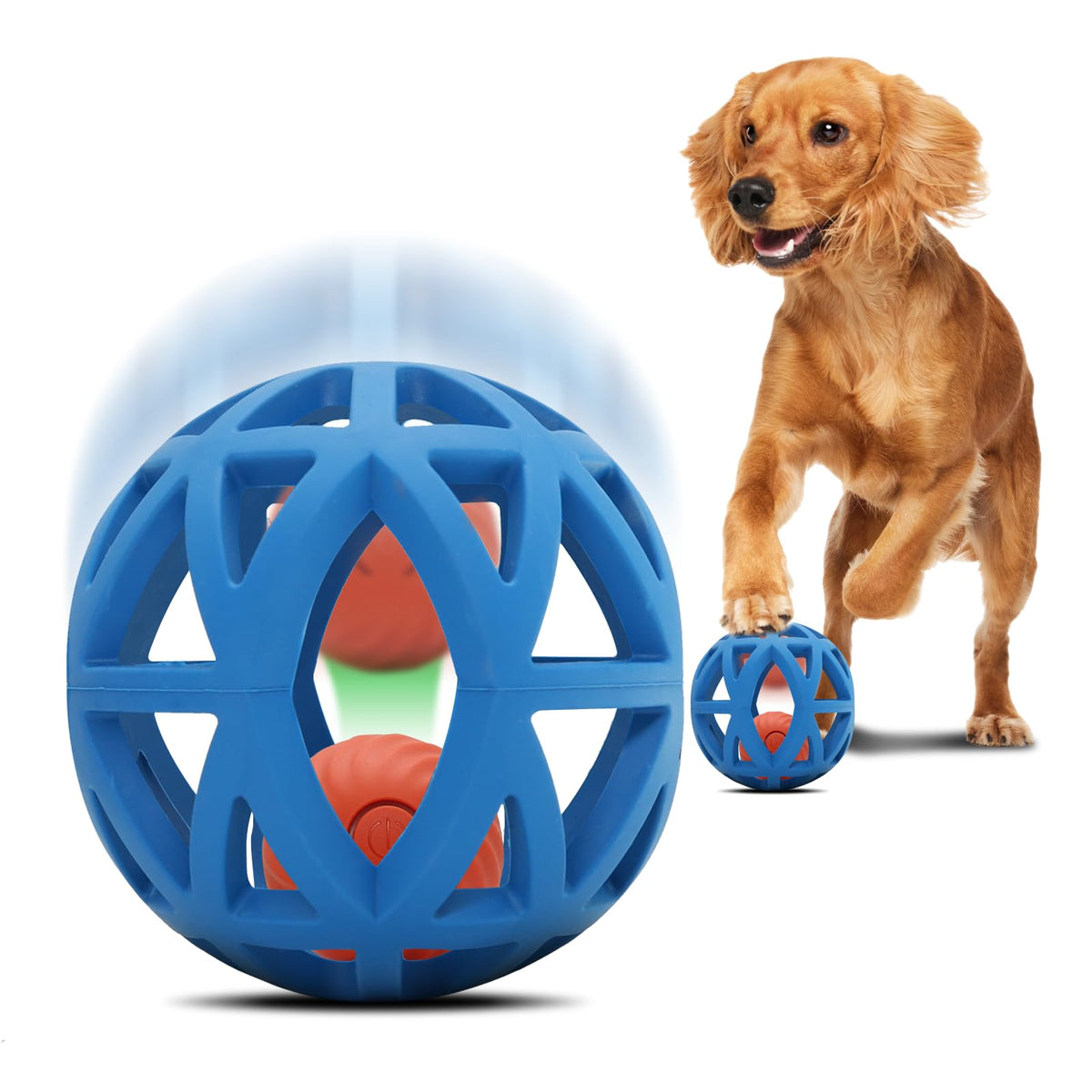 Kytujoy ball-in-ball toy blue-orange front view boosts mental enrichment during indoor play.