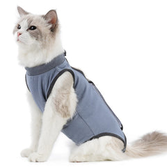 kzrfojy traje de recuperación para gatos, vista frontal, muestra ajuste suave