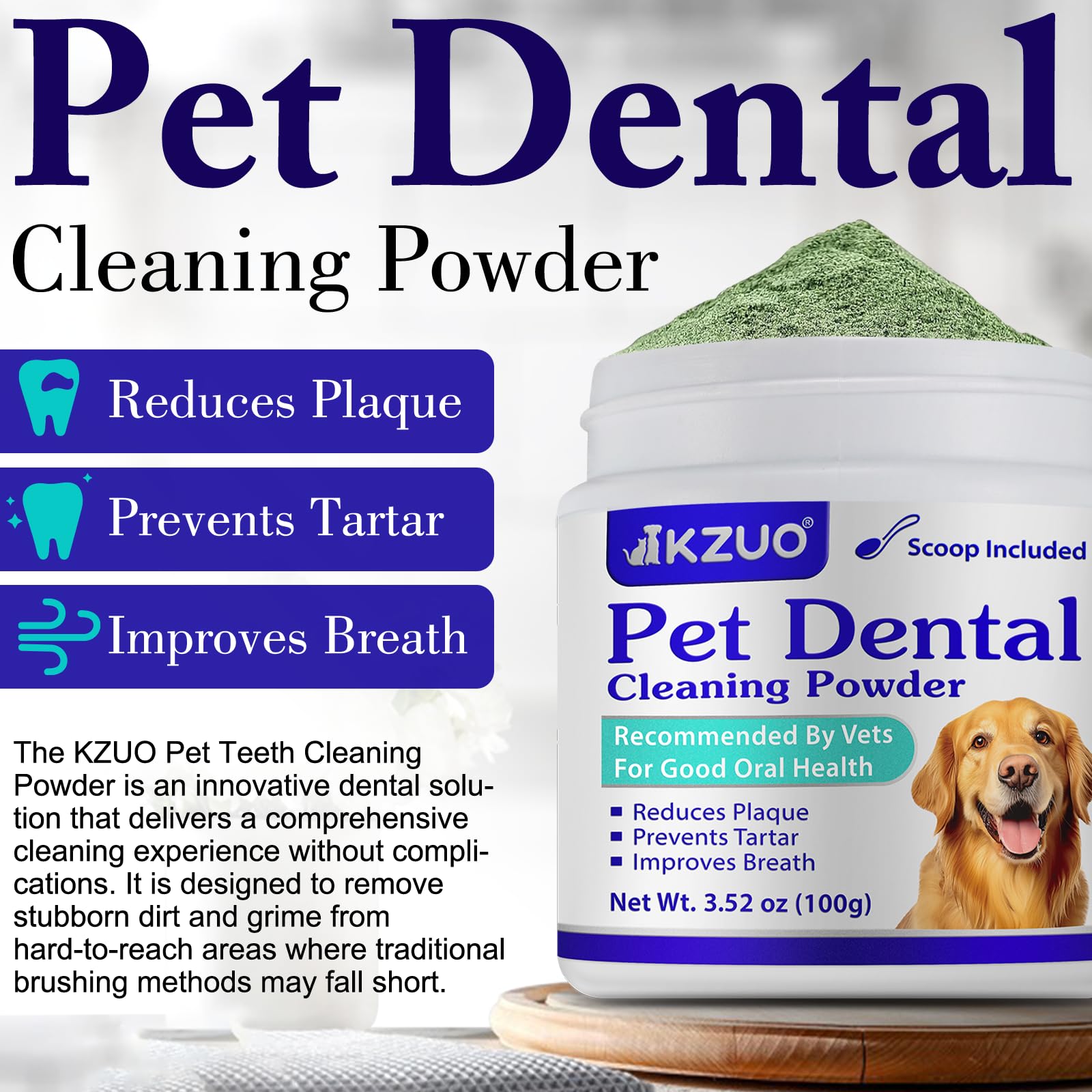 KZUO Cat Breath Freshener Powder improves feline breath over time