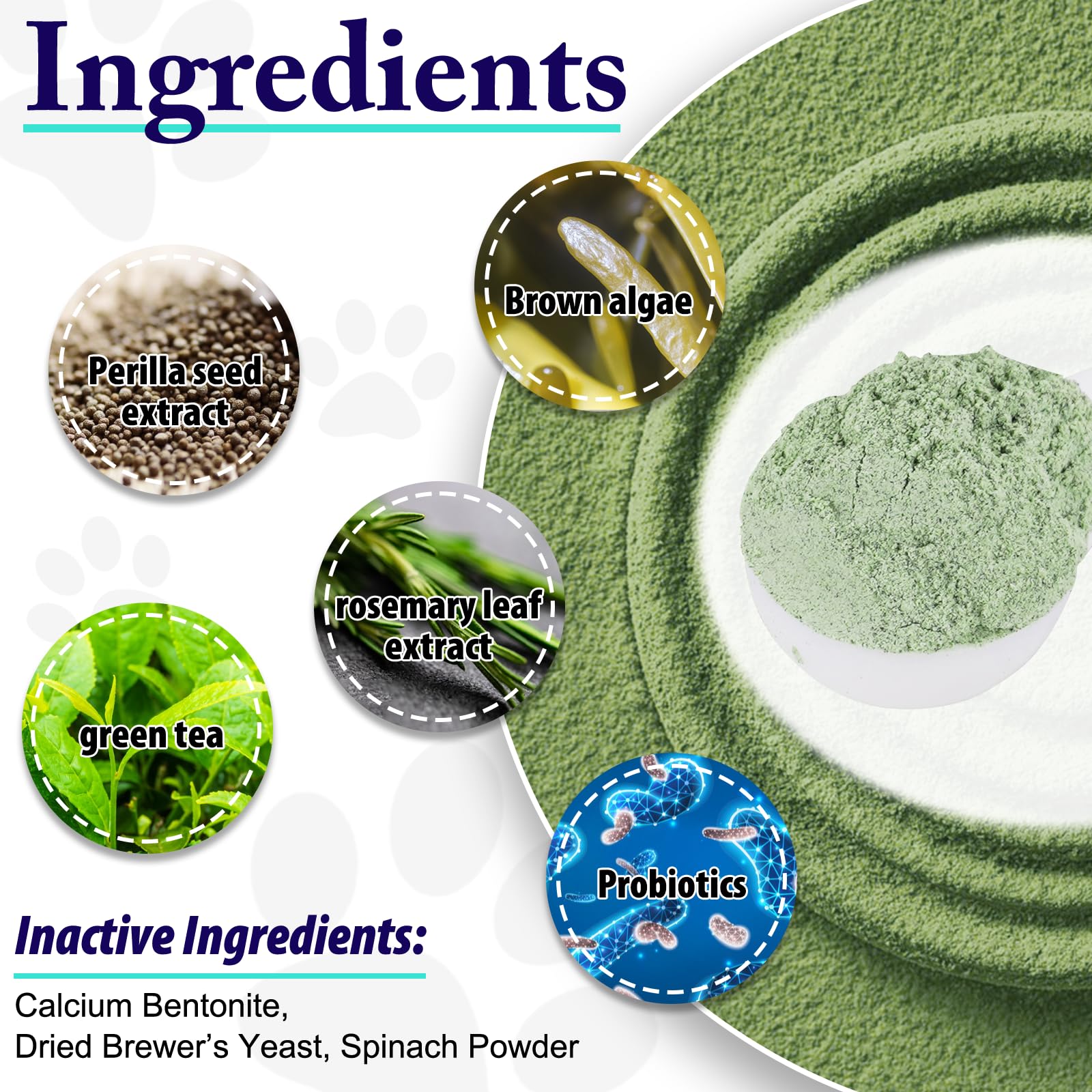 KZUO Dog Dental Powder being sprinkled over food for easy use