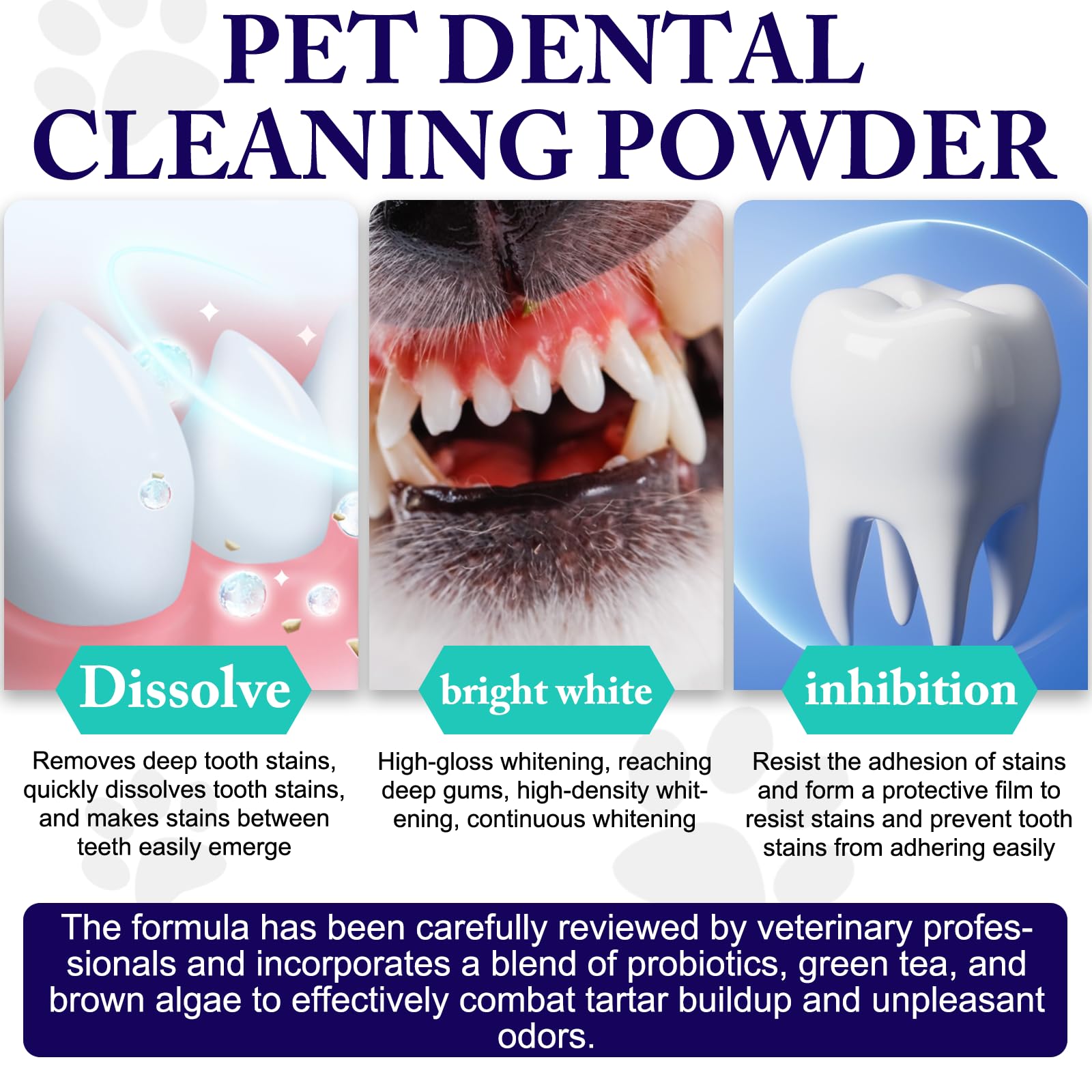 KZUO Dog Dental Powder dispense scoop demonstrating simple one scoop dosing