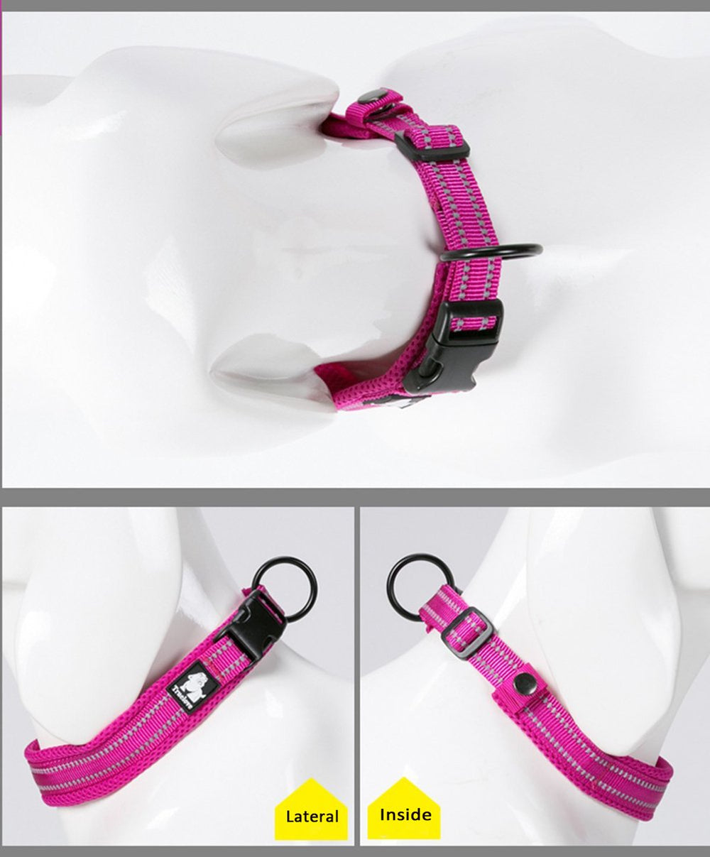 La La Pet Creation Core Reflective Dog Collar pink XS reflects at night for visibility
