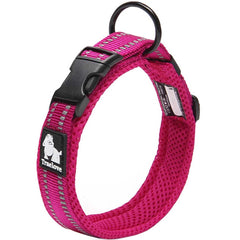 La La Pet Creation Core Reflective Dog Collar pink XS close-up on soft mesh padding for comfortable wear