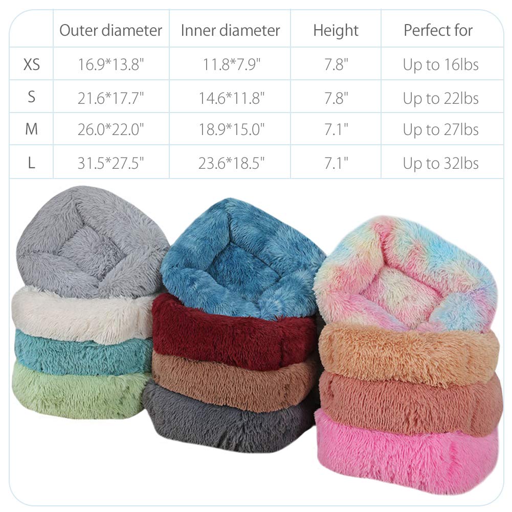 La La Pet Donut Bed blue color image emphasizing cozy, soft fabric.