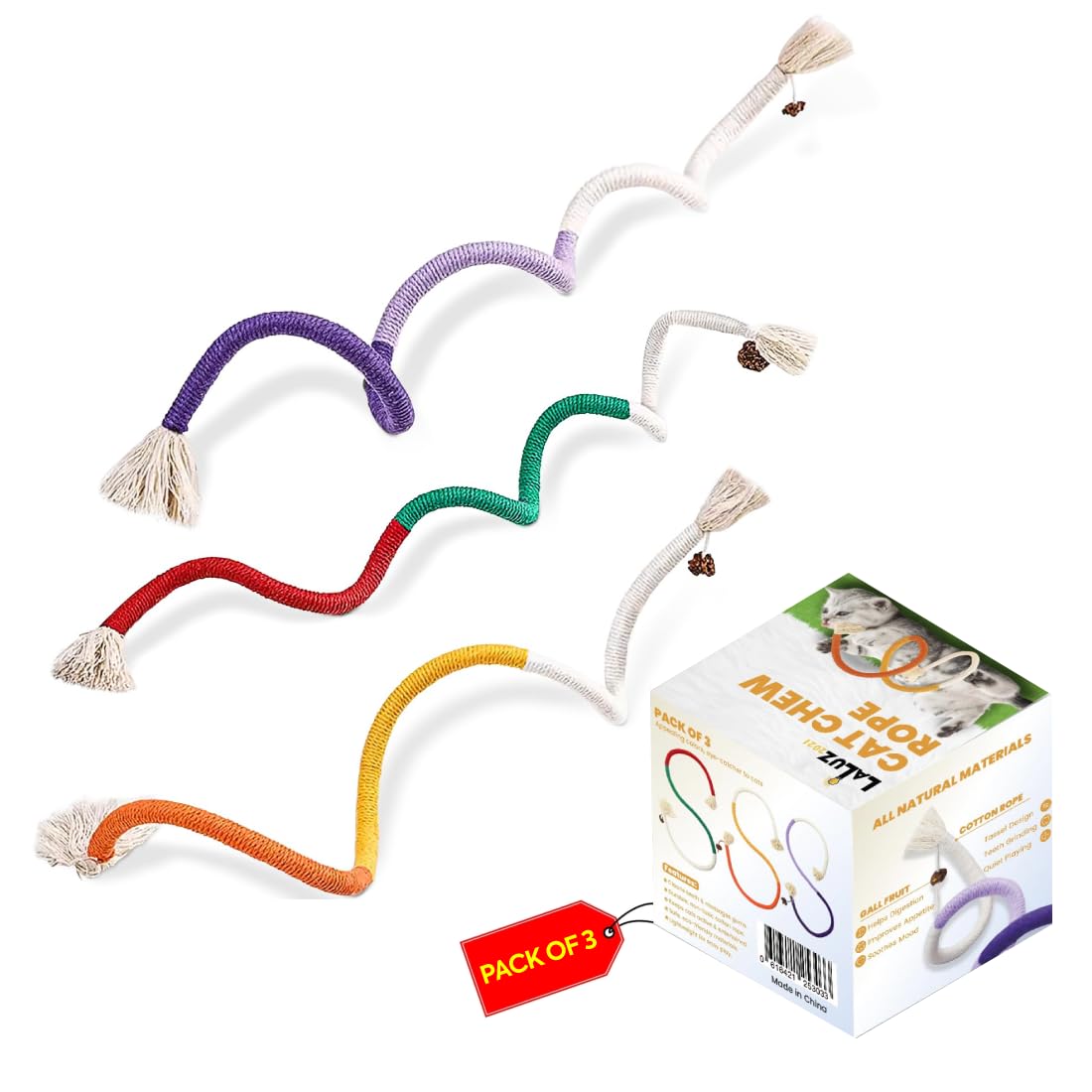 La Luz 2021 cat toys chew ropes 3pcs for healthy chewing and playtime