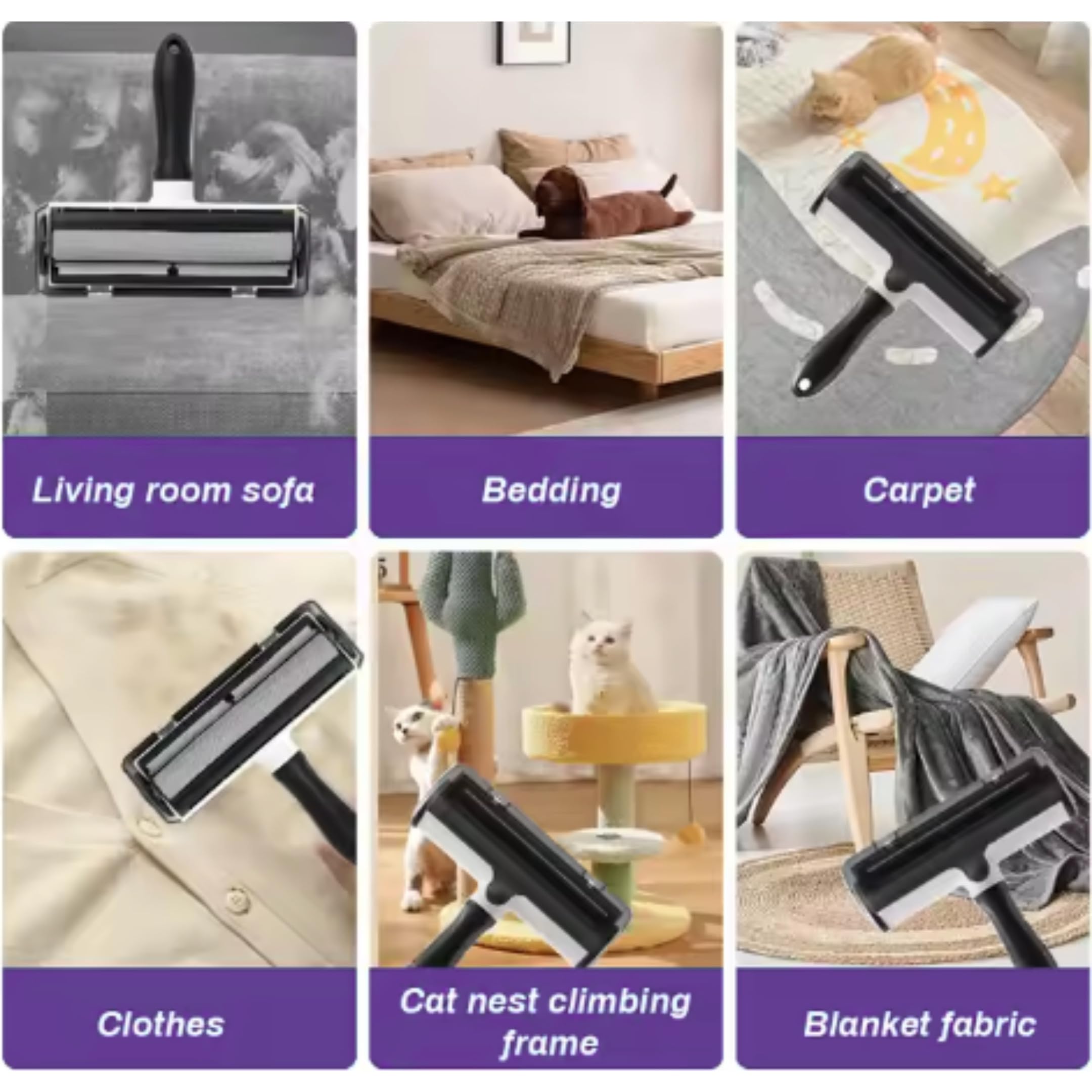 LA Paws and Claws lint roller on pet bed gathers fur for cozy spaces.