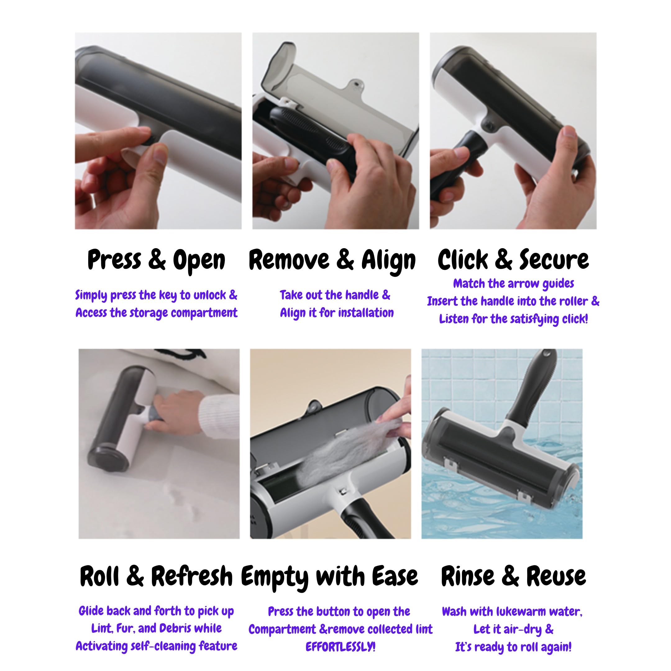 LA Paws and Claws lint roller on rug captures stubborn hair effortlessly.