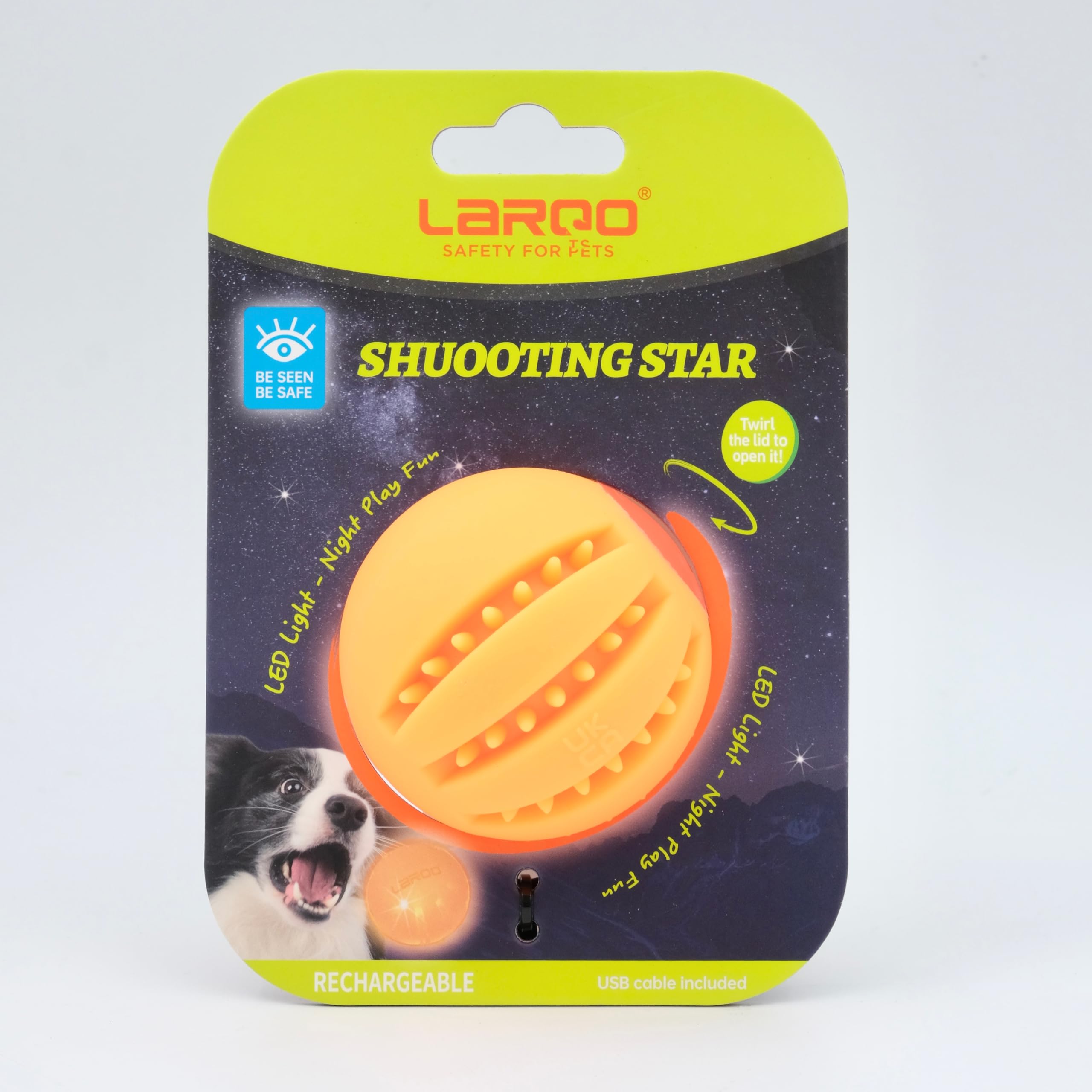 LaRoo 2.5 inch tennis-ball-size dog ball suitable for small to medium dogs.