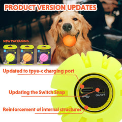 LaRoo dog ball with USB charging port for easy recharge.