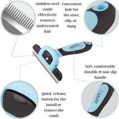 LAADI deshedding tool ergonomic handle minimizes hand fatigue during grooming sessions.