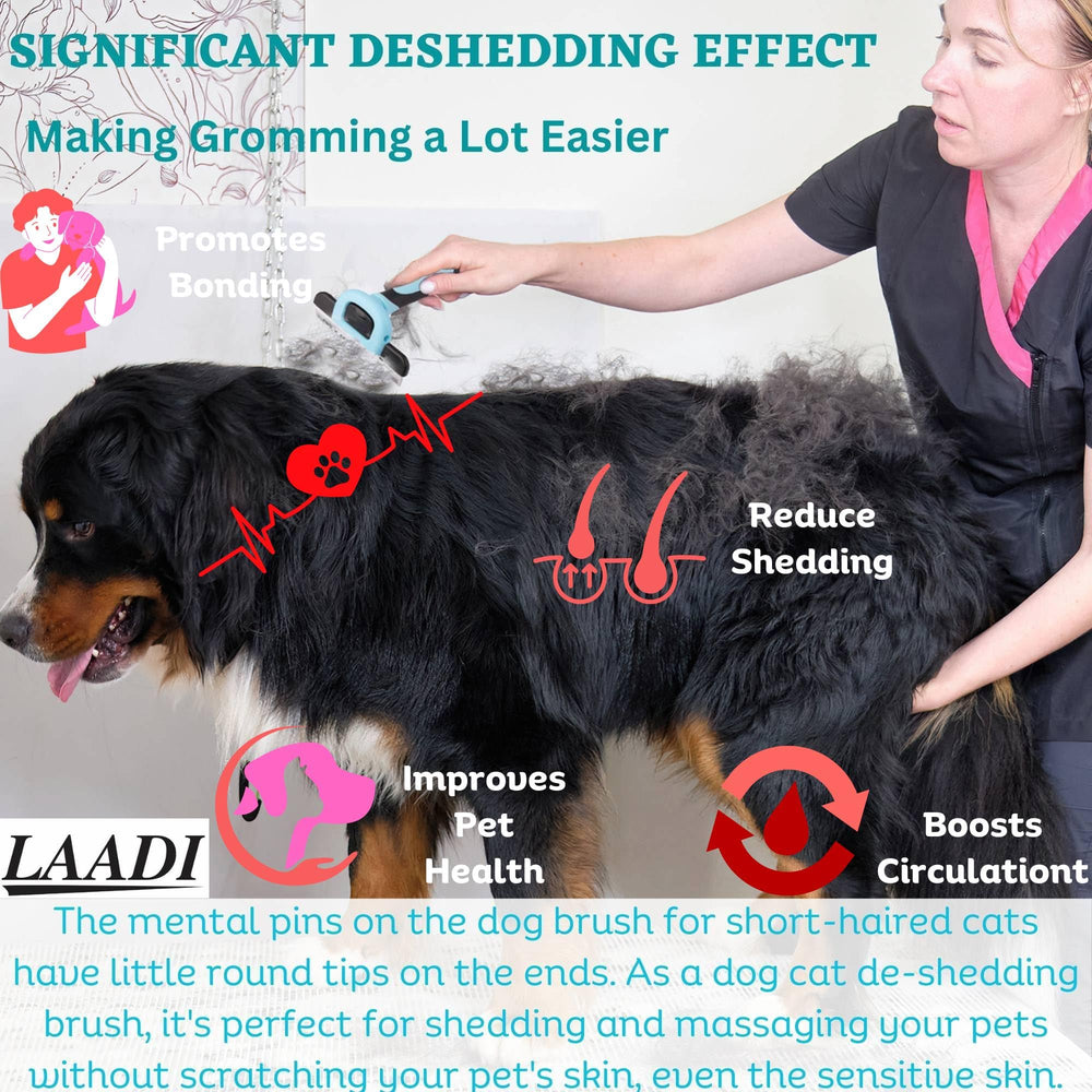 LAADI professional grooming brush helps keep coats shiny and clean.