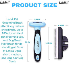 LAADI deshedding tool's skin massage needles offer gentle brushing and dander removal.