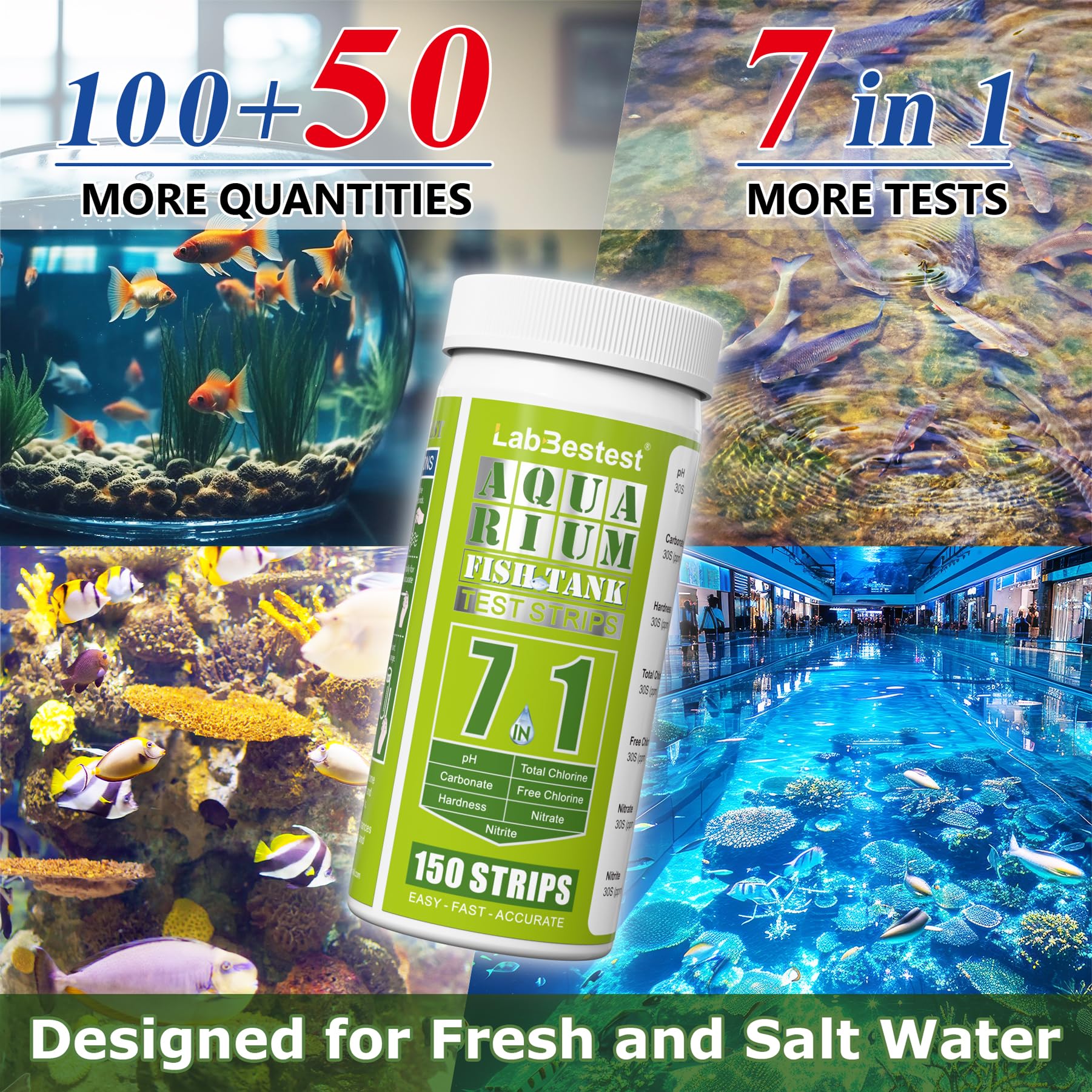 LabBestest wide-application image highlights freshwater and saltwater compatibility.