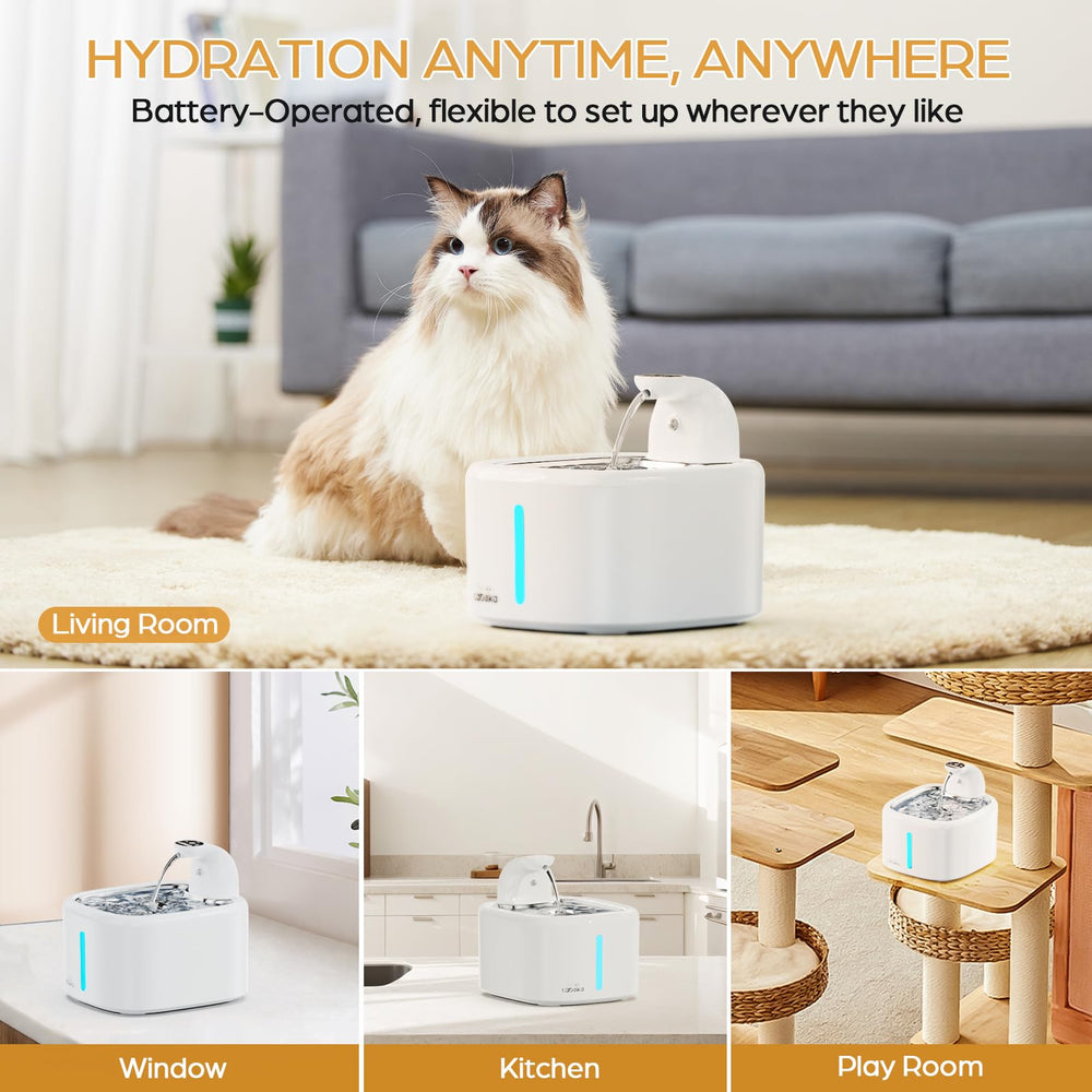 LABEKA cat water fountain in quiet bedroom setup for undisturbed rest