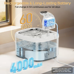 LABEKA wireless cat water fountain battery-powered for cordless placement