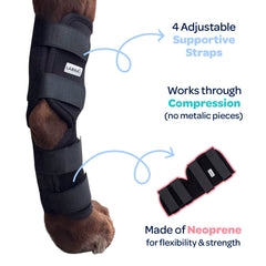 Labra hock wrap adjustable straps for a customizable, secure fit.