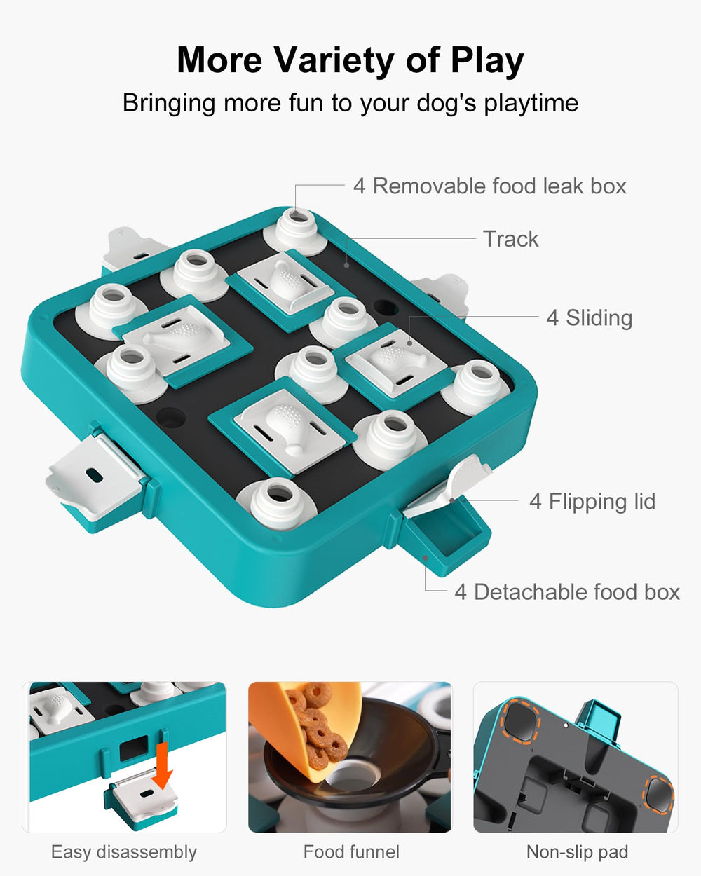 LACCEN dog puzzle detachable flip lids allow adjustable difficulty and engagement