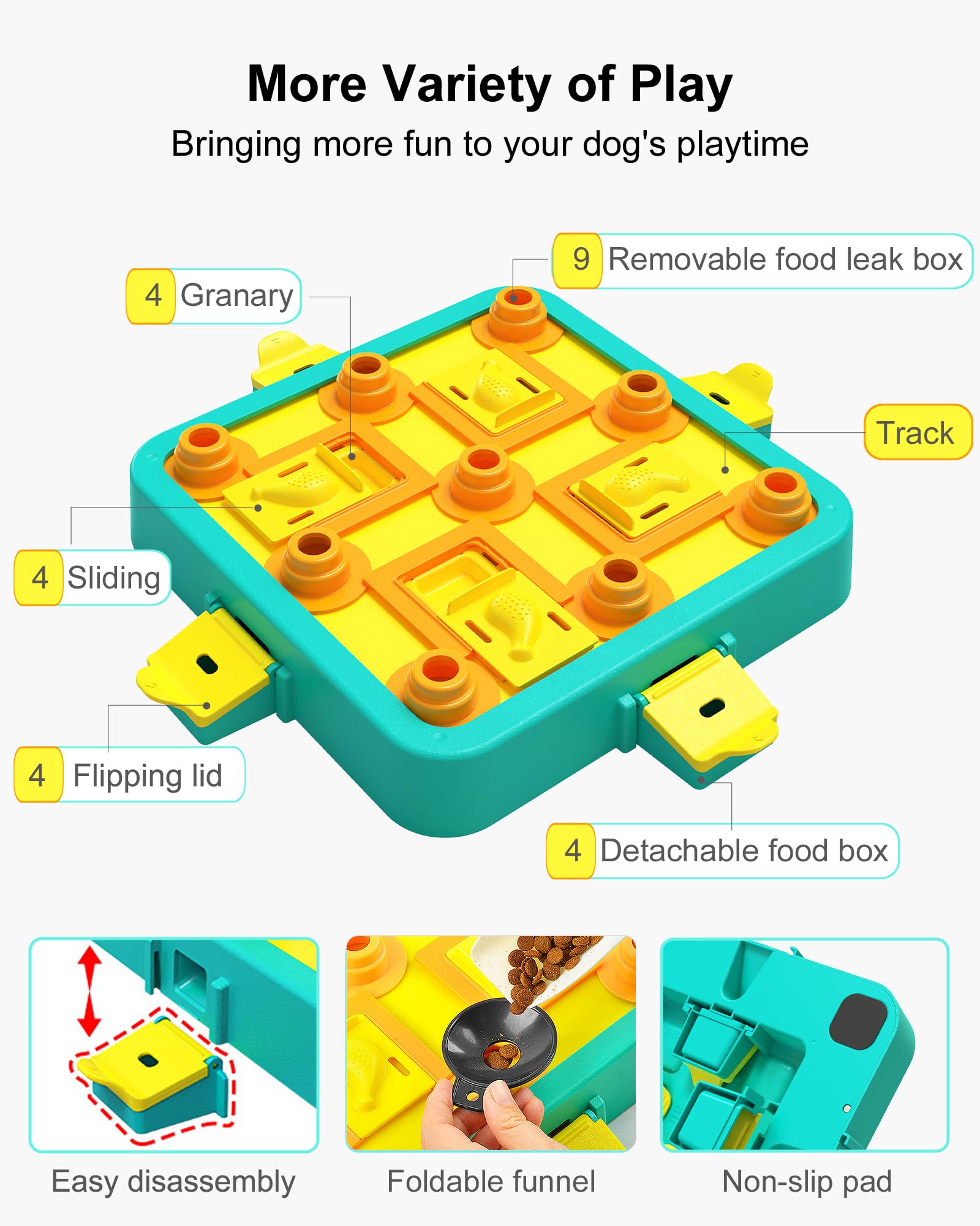 LACCEN dog puzzle toy flip-lid-4 offers varied reward access for engagement.