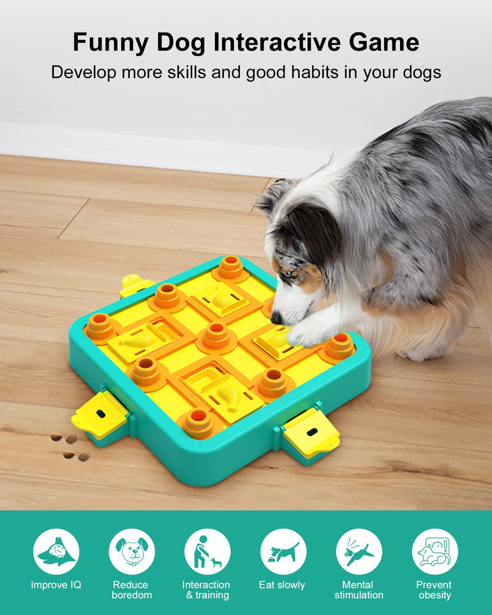 LACCEN dog puzzle toy food-dispensing-2 dispenses treats and encourages slower eating.