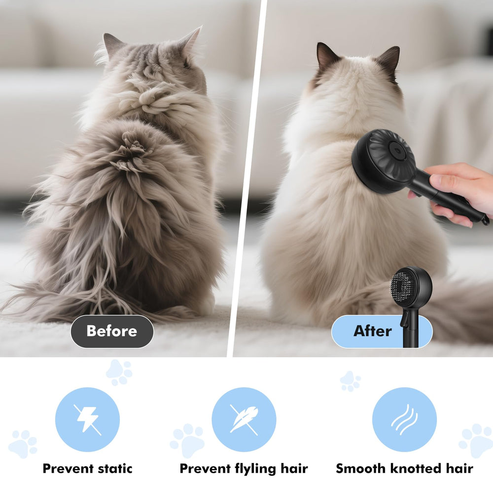 LACOKI Cat Steam Brush releases hair quickly with a simple button.